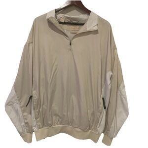 Straight Down Mens Large Golf Pullover 1/4 Zip Cream‎ Lightweight Jacket